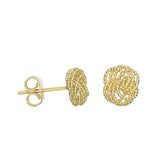 14K Gold Diamond Cut Love Knot Stud Earring